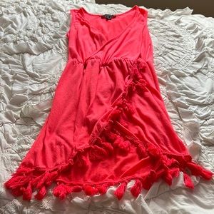 Hot pink fringe beach dress cover